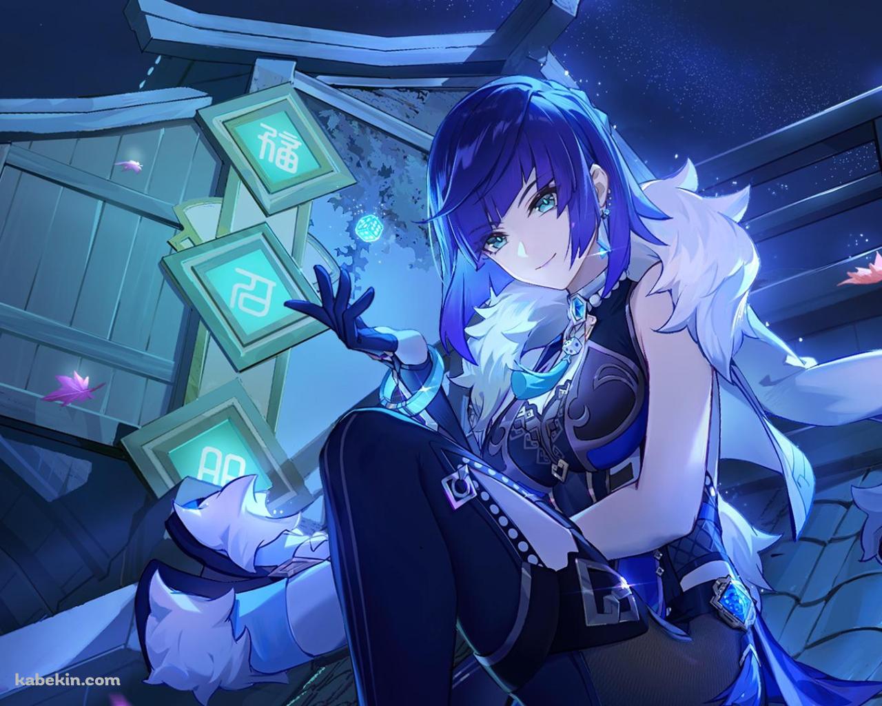 しゃがみこむ夜蘭と星空 / 原神 / Yelan Genshinの壁紙(1280px x 1024px) 高画質 PC・デスクトップ用