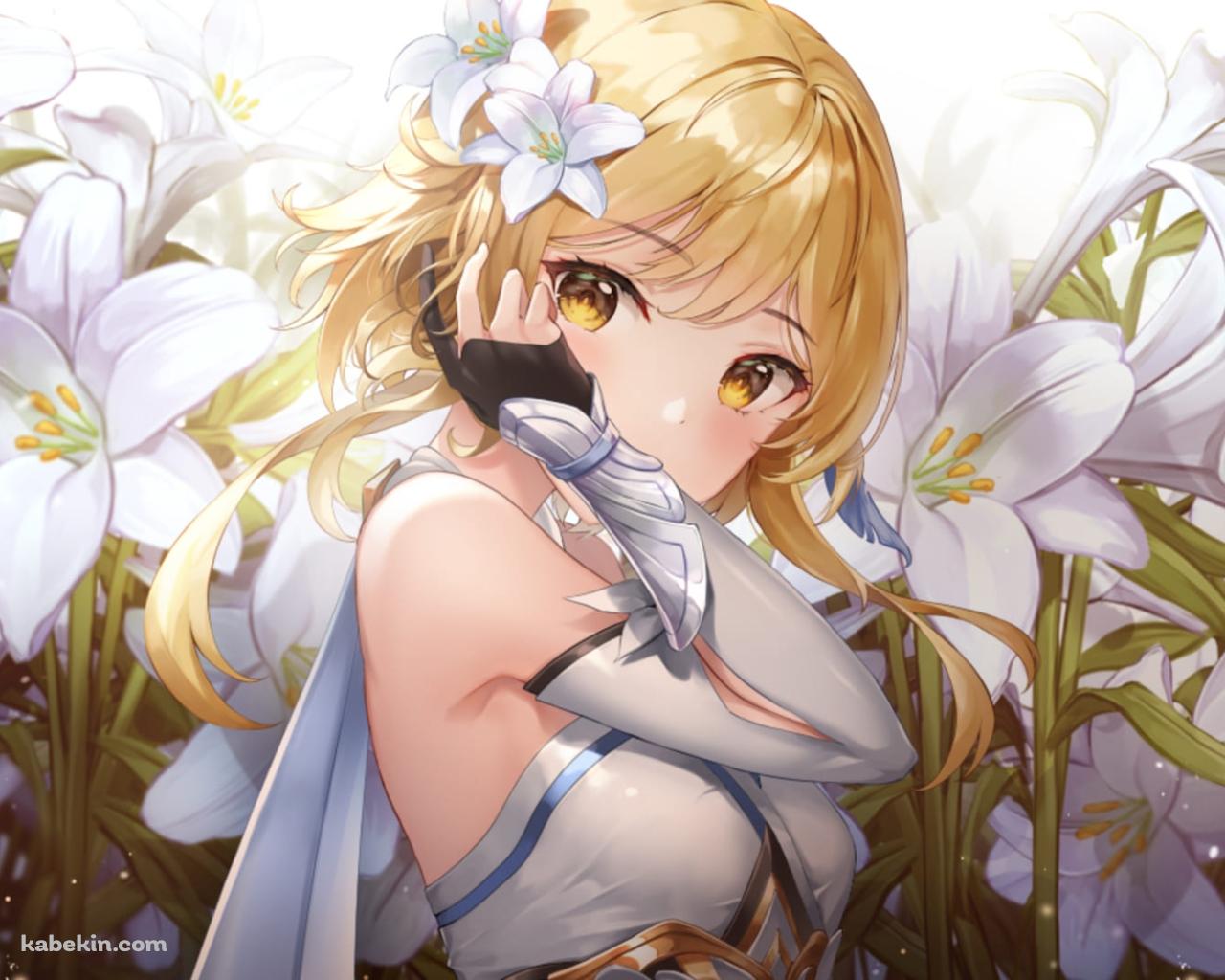 髪に手をあてるかわいい蛍 / Lumine / 原神 / Genshin Impactの壁紙(1280px x 1024px) 高画質 PC・デスクトップ用
