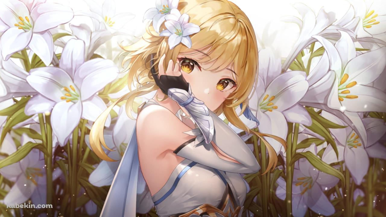 髪に手をあてるかわいい蛍 / Lumine / 原神 / Genshin Impactの壁紙(1280px x 720px) 高画質 PC・デスクトップ用