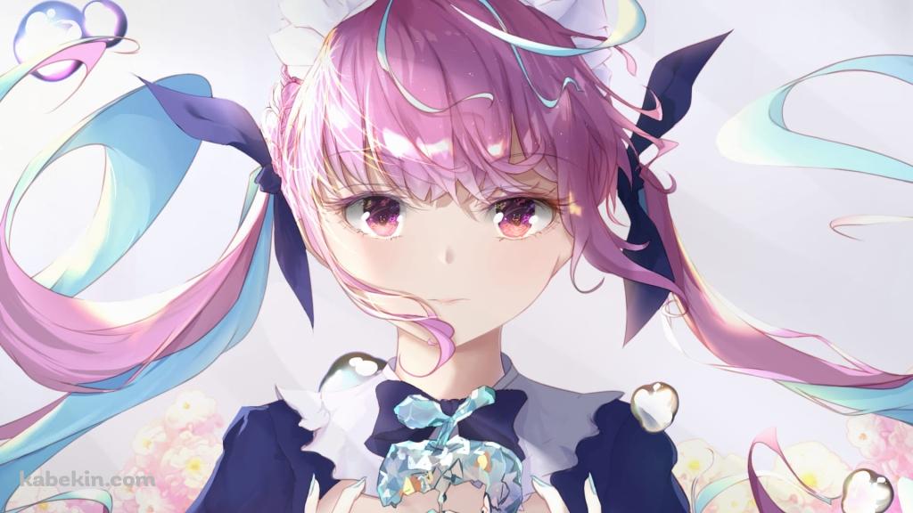 真っ直ぐこちらを見つめる湊あくあ / バーチャルYouTuber / ホロライブの壁紙(1024px x 576px) 高画質 PC・デスクトップ用