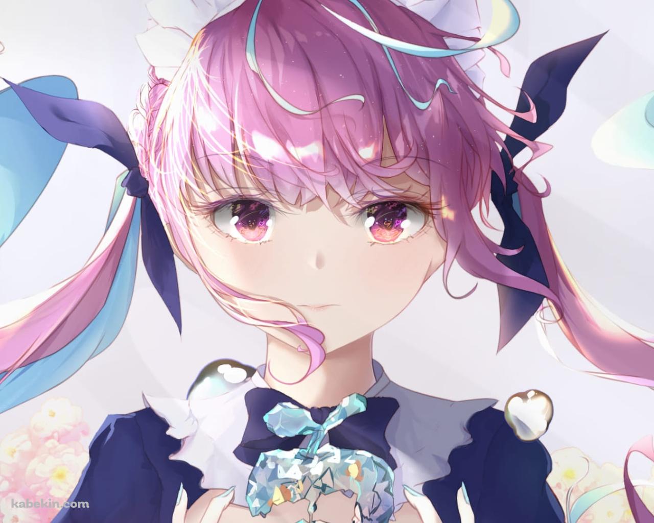 真っ直ぐこちらを見つめる湊あくあ / バーチャルYouTuber / ホロライブの壁紙(1280px x 1024px) 高画質 PC・デスクトップ用