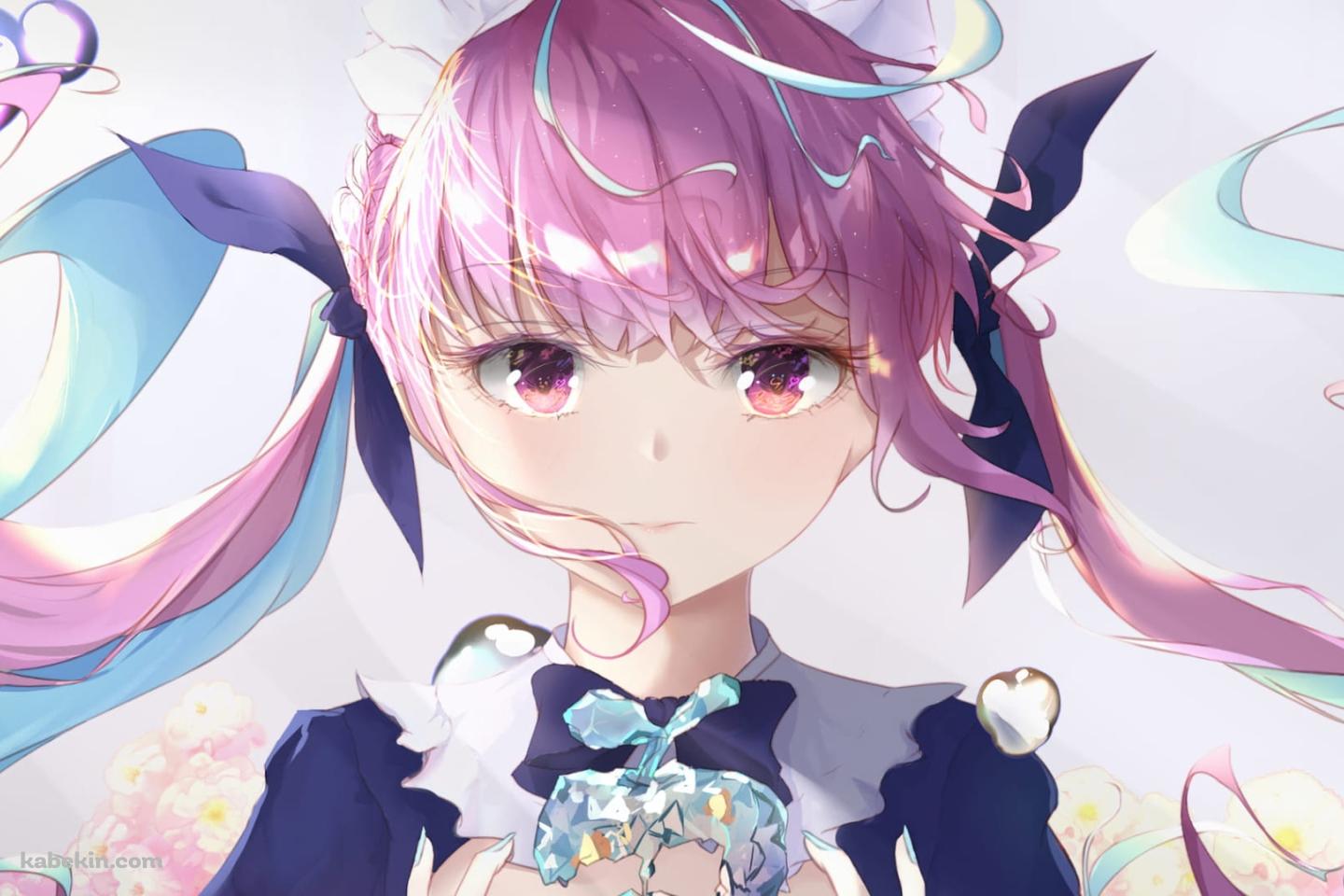 真っ直ぐこちらを見つめる湊あくあ / バーチャルYouTuber / ホロライブの壁紙(1440px x 960px) 高画質 PC・デスクトップ用