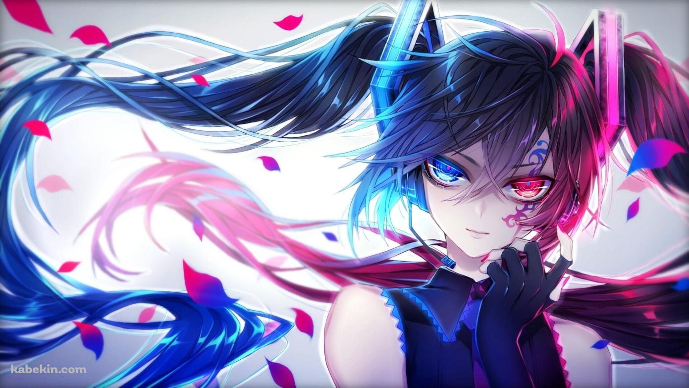 かっこいい初音ミク / オッドアイ / ナイトコアの壁紙(1391px x 783px) 高画質 PC・デスクトップ用