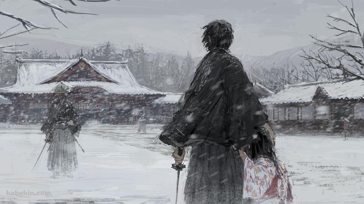 雪の中の決闘 / 侍の壁紙(1242px x 698px) 高画質 PC・デスクトップ用
