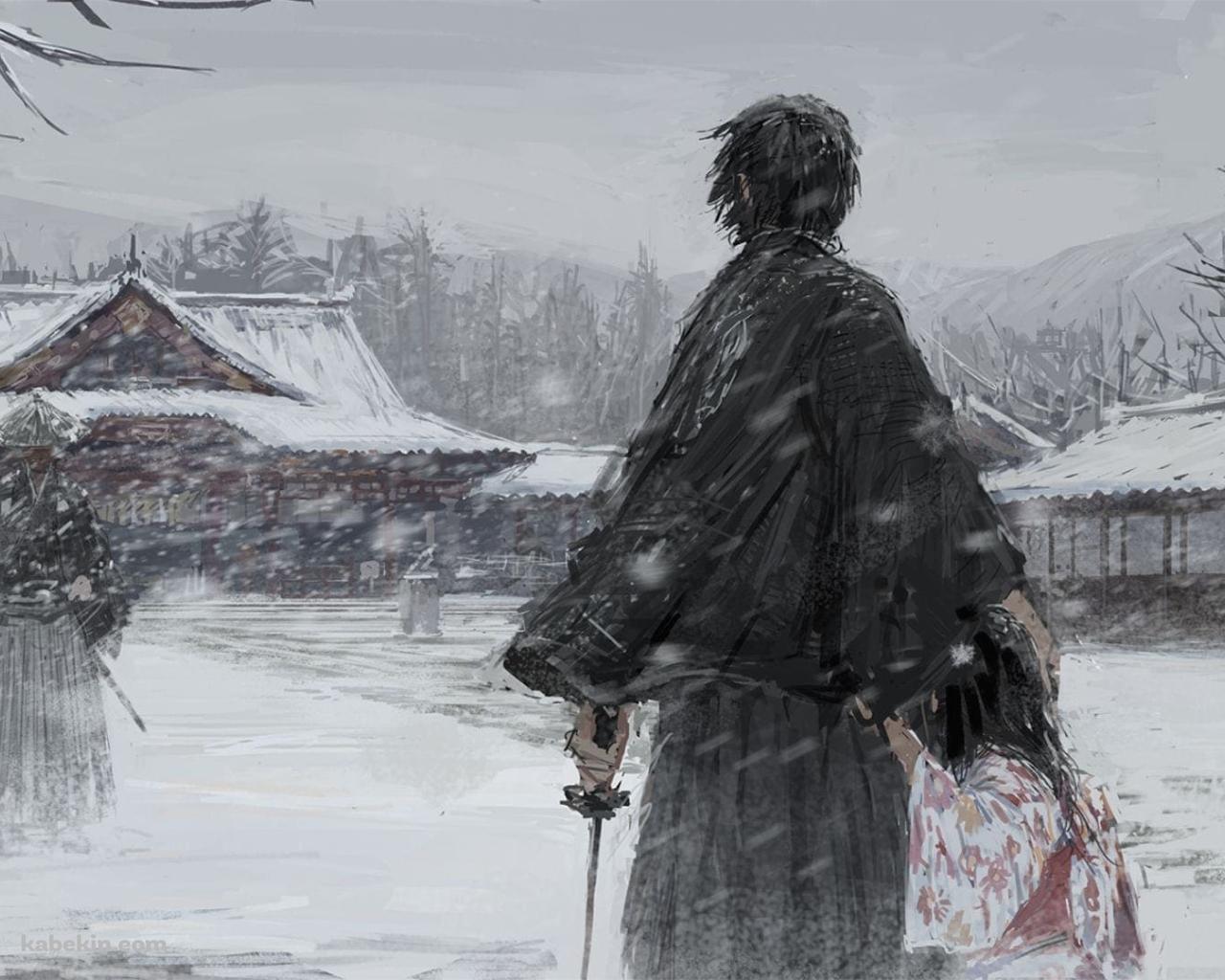 雪の中の決闘 / 侍の壁紙(1280px x 1024px) 高画質 PC・デスクトップ用