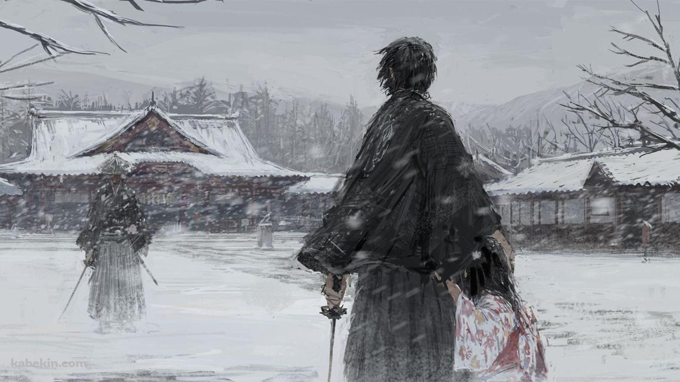 雪の中の決闘 / 侍の壁紙(1366px x 768px) 高画質 PC・デスクトップ用