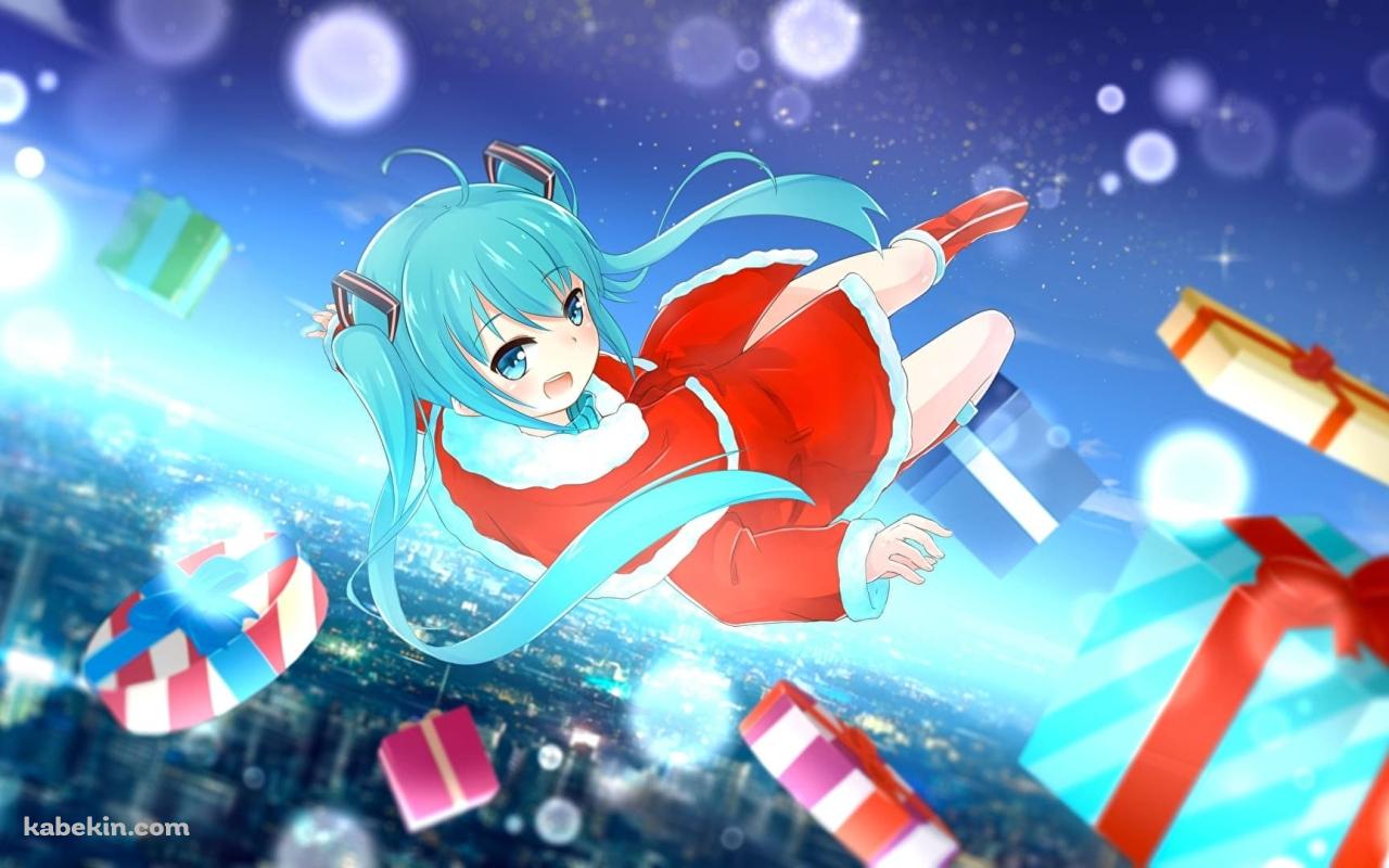 空飛ぶサンタコスの初音ミク / プレゼントの壁紙(1280px x 800px) 高画質 PC・デスクトップ用