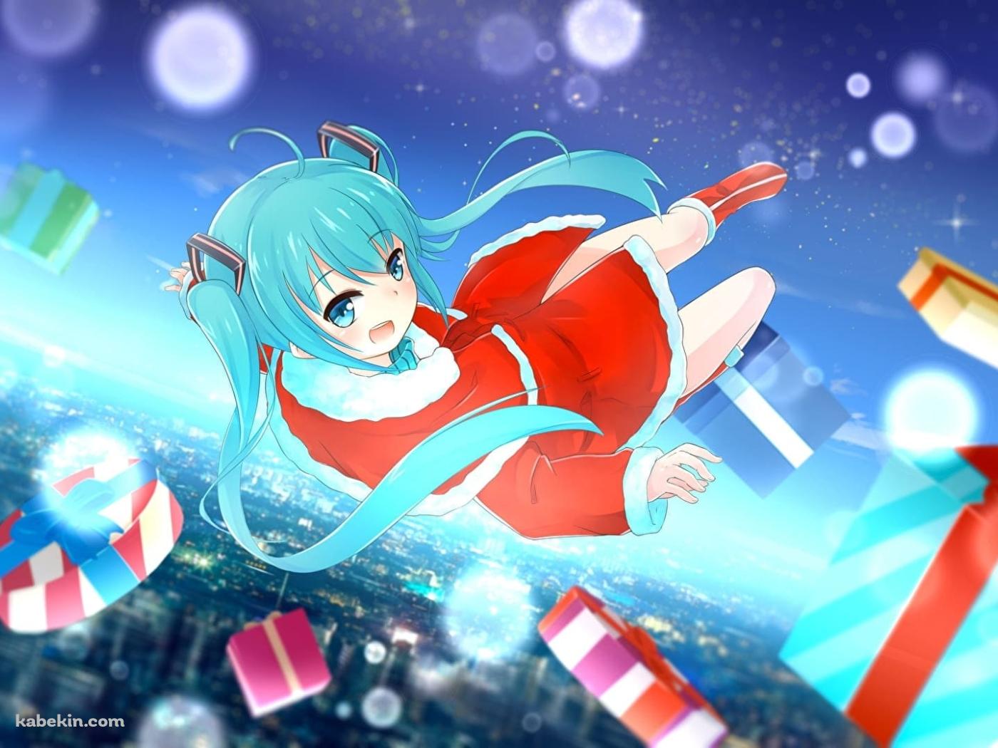 空飛ぶサンタコスの初音ミク / プレゼントの壁紙(1400px x 1050px) 高画質 PC・デスクトップ用