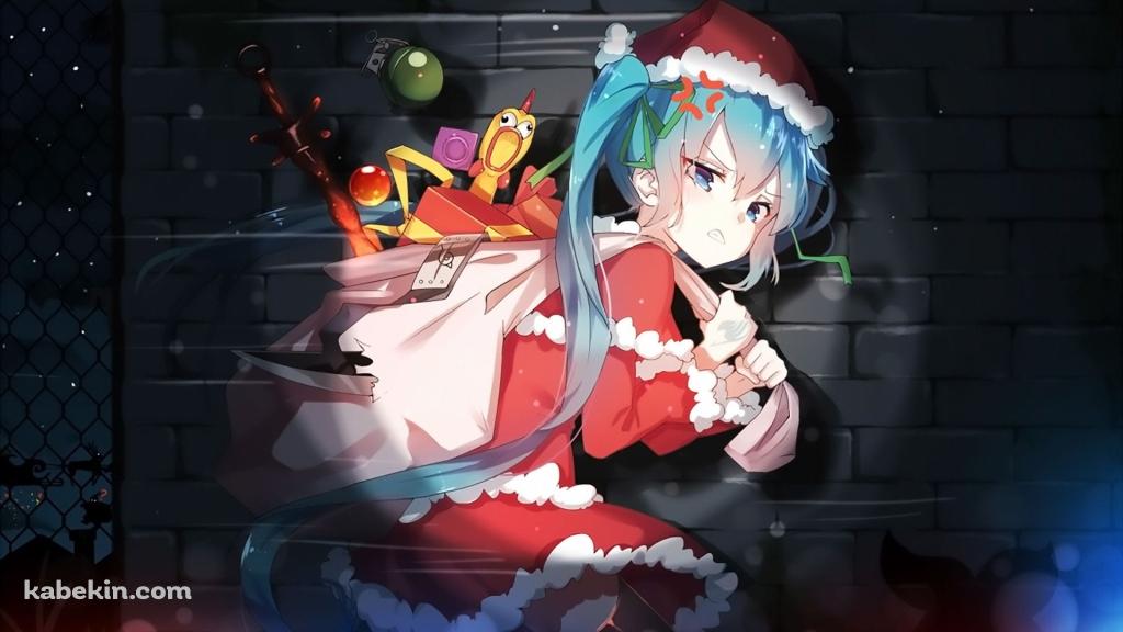 サンタコスしてるめっちゃ急いでる初音ミクの壁紙(1024px x 576px) 高画質 PC・デスクトップ用