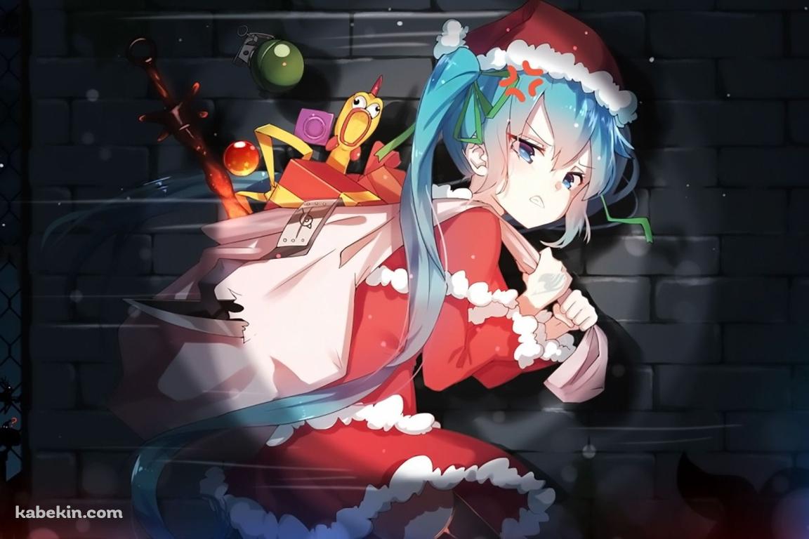 サンタコスしてるめっちゃ急いでる初音ミクの壁紙(1152px x 768px) 高画質 PC・デスクトップ用
