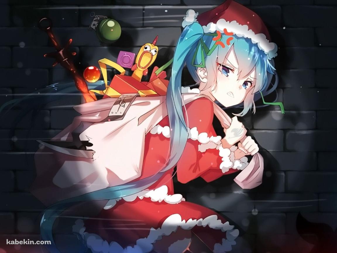 サンタコスしてるめっちゃ急いでる初音ミクの壁紙(1152px x 864px) 高画質 PC・デスクトップ用