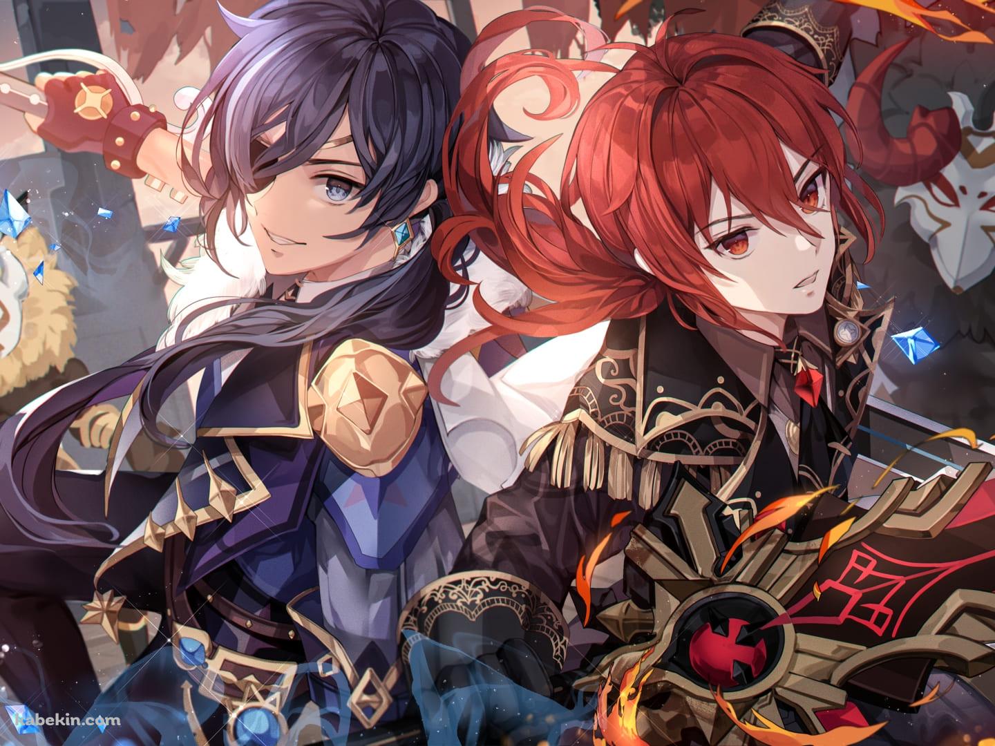 ディルック・ラグヴィンド / ガイア・アルベリヒ / かっこいい / 原神の壁紙(1440px x 1080px) 高画質 PC・デスクトップ用