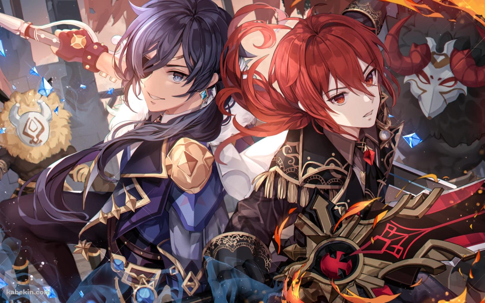 ディルック・ラグヴィンド / ガイア・アルベリヒ / かっこいい / 原神の壁紙(1680px x 1050px) 高画質 PC・デスクトップ用