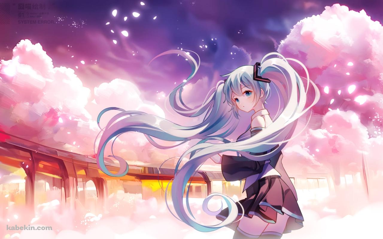 電車と初音ミク / 綺麗 / 舞い散る花びらの壁紙(1280px x 800px) 高画質 PC・デスクトップ用