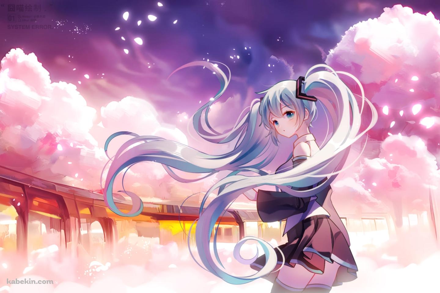 電車と初音ミク / 綺麗 / 舞い散る花びらの壁紙(1440px x 960px) 高画質 PC・デスクトップ用