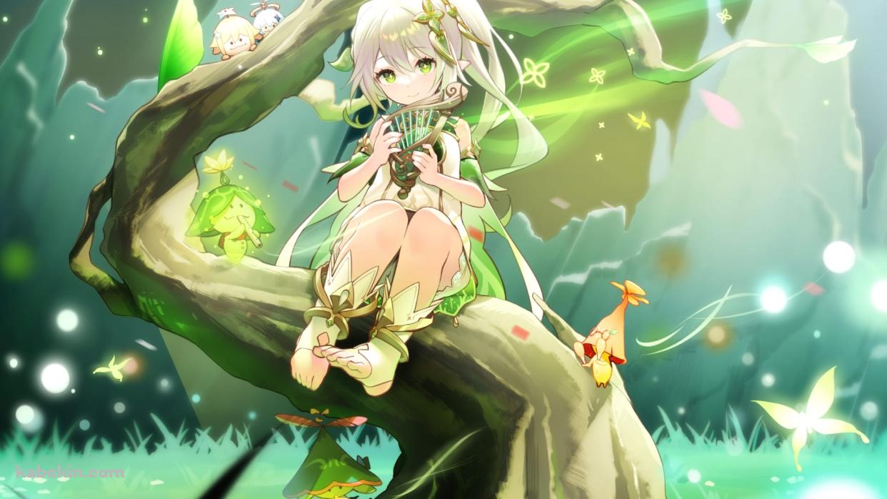 ハープを弾くかわいいナヒーダとアランナラ / 原神の壁紙(1242px x 698px) 高画質 PC・デスクトップ用