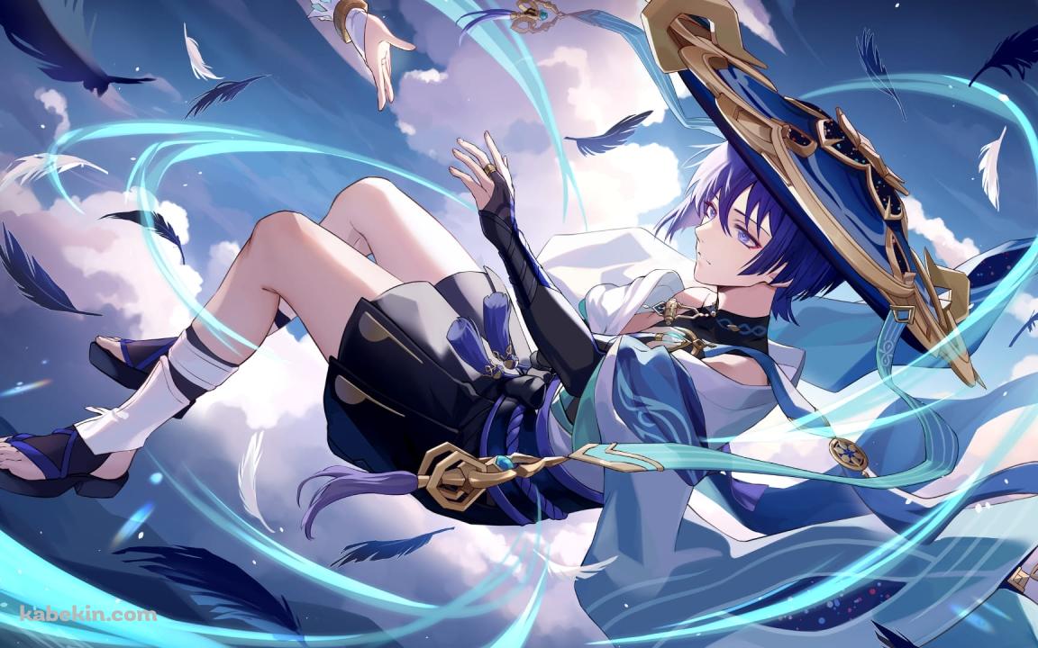 風を纏うスカラマシュ / 放浪者 / 原神 / ファンアート / イラストの壁紙(1152px x 720px) 高画質 PC・デスクトップ用