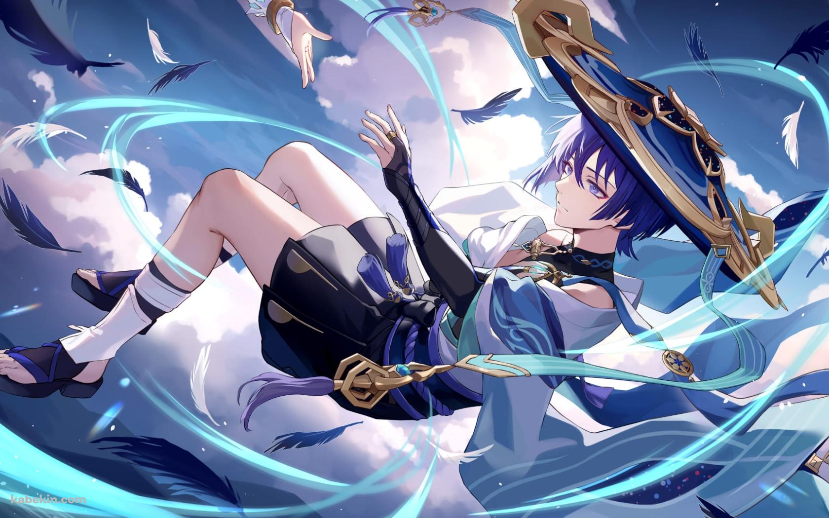風を纏うスカラマシュ / 放浪者 / 原神 / ファンアート / イラストの壁紙(1680px x 1050px) 高画質 PC・デスクトップ用