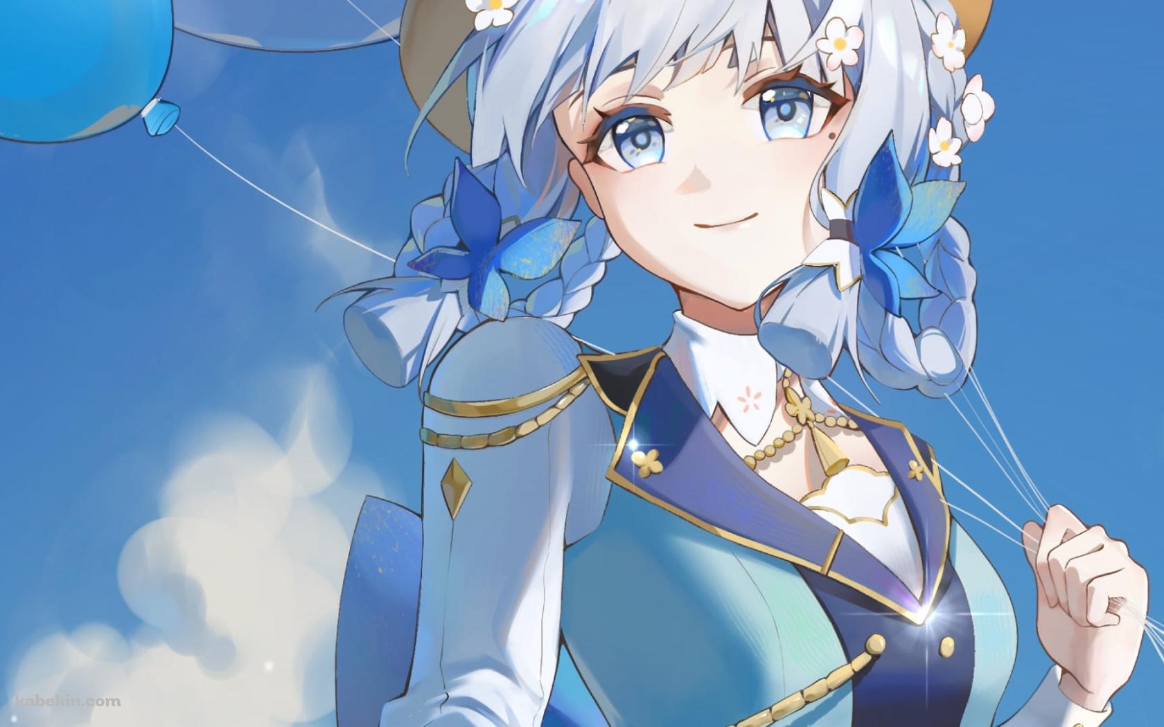 花の入った風船を持つ神里綾華 / 花時に訪れた手紙 / 原神の壁紙(1680px x 1050px) 高画質 PC・デスクトップ用