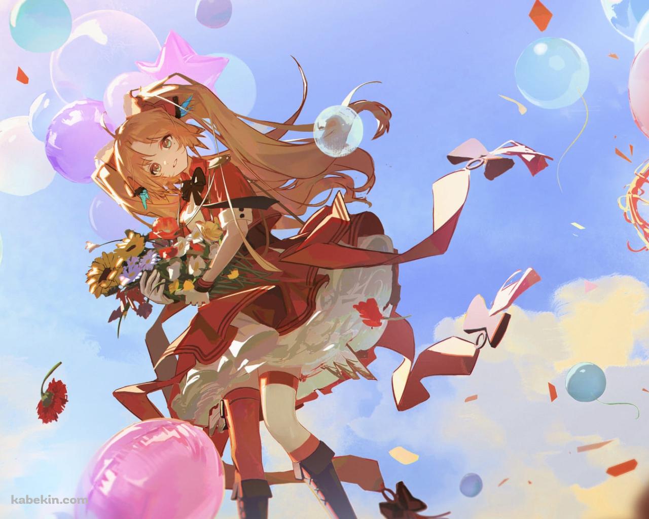 かわいいパインコーン / アークナイツ / 沢山の風船 / ファンアート / イラストの壁紙(1280px x 1024px) 高画質 PC・デスクトップ用