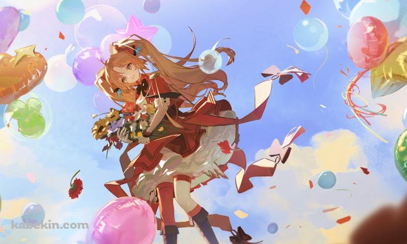 かわいいパインコーン / アークナイツ / 沢山の風船 / ファンアート / イラストの壁紙(800px x 480px) 高画質 PC・デスクトップ用