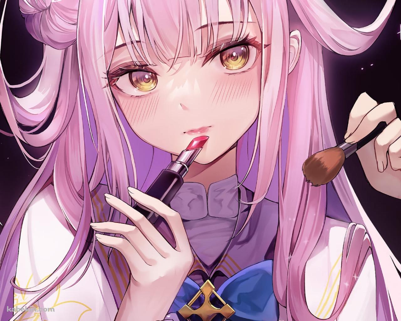 お化粧をするかわいい聖園ミカ（みその みか） / ブルアカ / ブルーアーカイブ / ファンアート / イラストの壁紙(1280px x 1024px) 高画質 PC・デスクトップ用