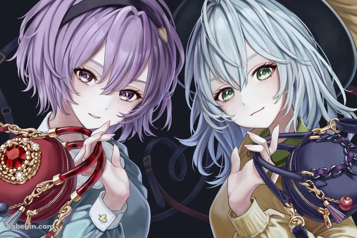 かわいい古明地こいし（こめいじ こいし） / 古明地さとり（こめいじ さとり） / 東方 / ファンアート / イラストの壁紙(1152px x 768px) 高画質 PC・デスクトップ用
