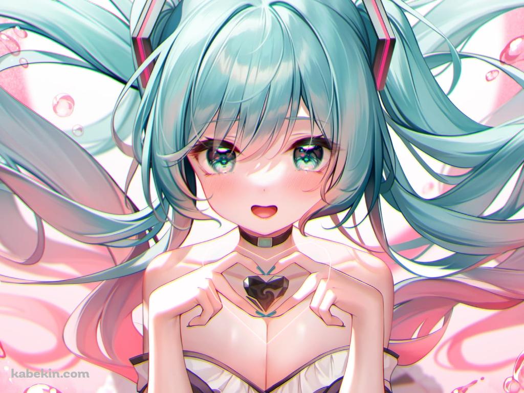 手でハートを作るかわいい初音ミク / ボカロ / ボーカロイドの壁紙(1024px x 768px) 高画質 PC・デスクトップ用