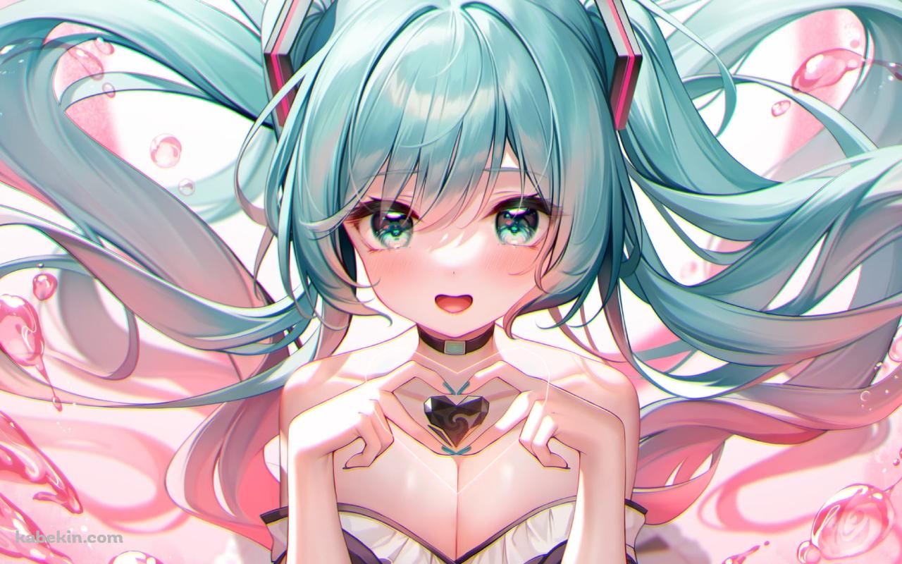 手でハートを作るかわいい初音ミク / ボカロ / ボーカロイドの壁紙(1280px x 800px) 高画質 PC・デスクトップ用