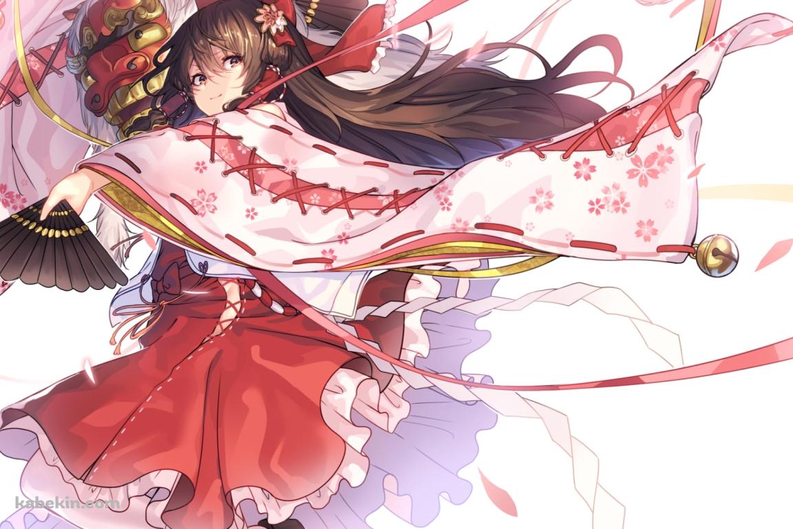 獅子舞を持つ博麗霊夢 / 東方 / ファンアート / イラストの壁紙(1152px x 768px) 高画質 PC・デスクトップ用