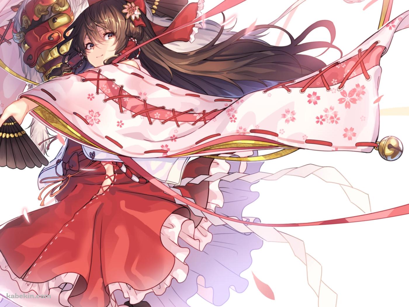 獅子舞を持つ博麗霊夢 / 東方 / ファンアート / イラストの壁紙(1400px x 1050px) 高画質 PC・デスクトップ用