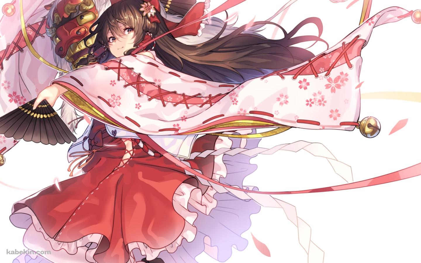 獅子舞を持つ博麗霊夢 / 東方 / ファンアート / イラストの壁紙(1440px x 900px) 高画質 PC・デスクトップ用
