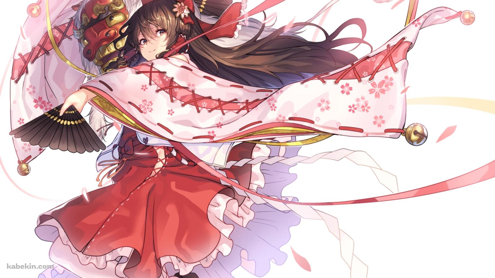 獅子舞を持つ博麗霊夢 / 東方 / ファンアート / イラストの壁紙(1600px x 900px) 高画質 PC・デスクトップ用