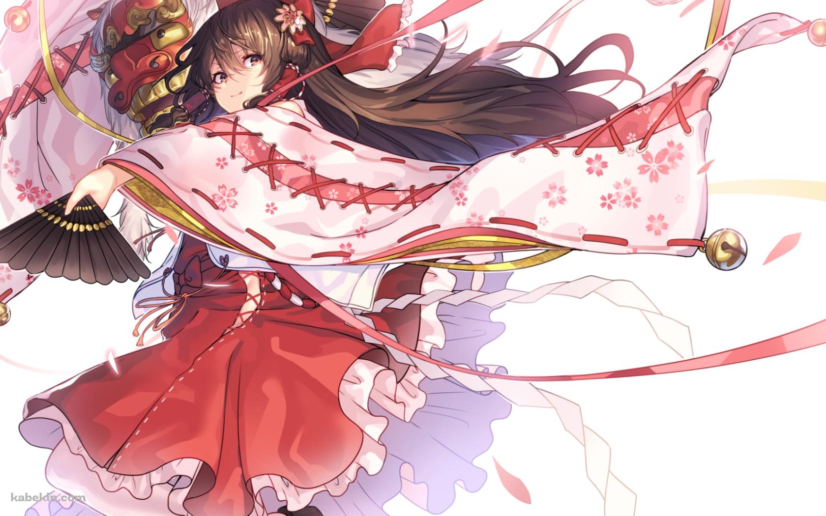 獅子舞を持つ博麗霊夢 / 東方 / ファンアート / イラストの壁紙(1680px x 1050px) 高画質 PC・デスクトップ用