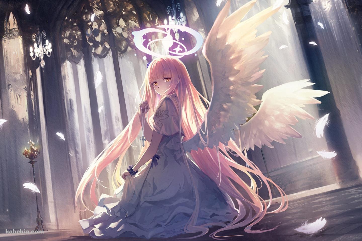 森の中 / こちらを振り返る綺麗な聖園ミカ（みその みか） / ブルアカ / ブルーアーカイブ / ファンアート / イラストの壁紙(1440px x 960px) 高画質 PC・デスクトップ用