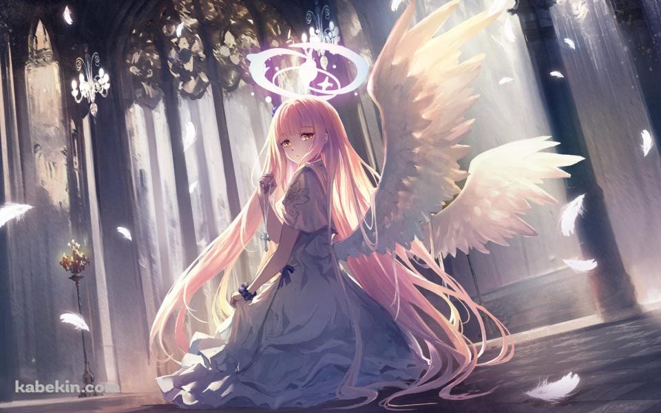森の中 / こちらを振り返る綺麗な聖園ミカ（みその みか） / ブルアカ / ブルーアーカイブ / ファンアート / イラストの壁紙(960px x 600px) 高画質 PC・デスクトップ用