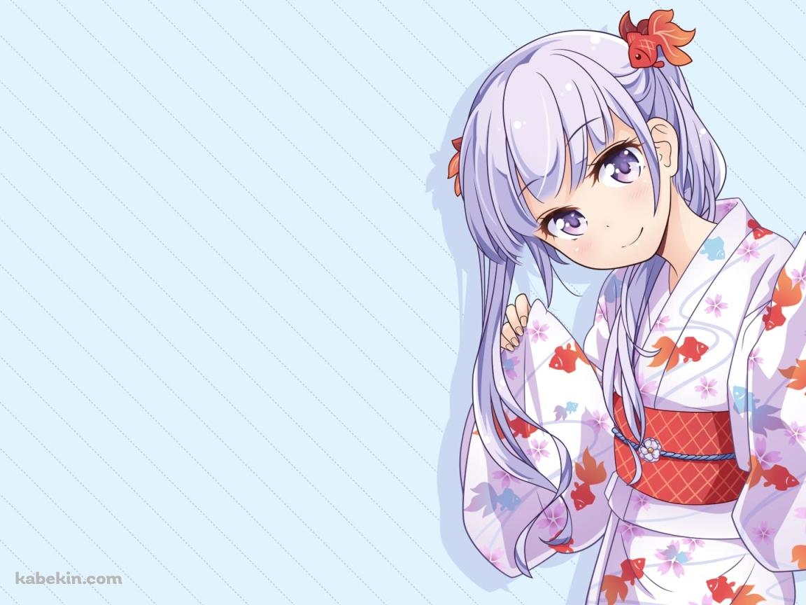 金魚の浴衣を着たかわいい涼風青葉 / ニューゲーム! / NEWGAME! / ファンアート / イラストの壁紙(1152px x 864px) 高画質 PC・デスクトップ用