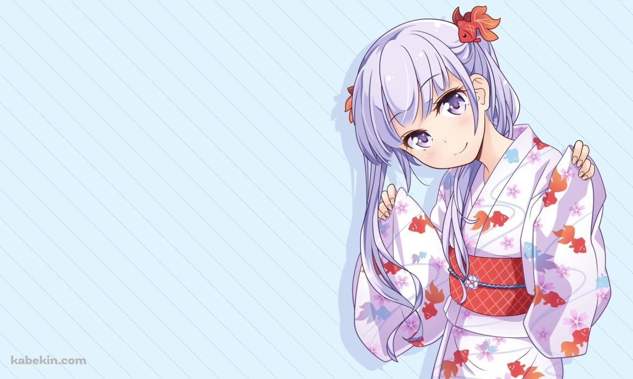 金魚の浴衣を着たかわいい涼風青葉 / ニューゲーム! / NEWGAME! / ファンアート / イラストの壁紙(1280px x 768px) 高画質 PC・デスクトップ用
