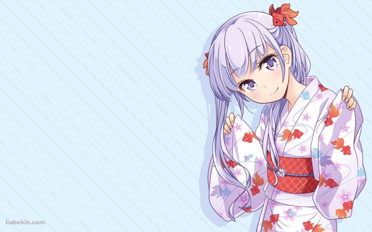 金魚の浴衣を着たかわいい涼風青葉 / ニューゲーム! / NEWGAME! / ファンアート / イラストの壁紙(1440px x 900px) 高画質 PC・デスクトップ用