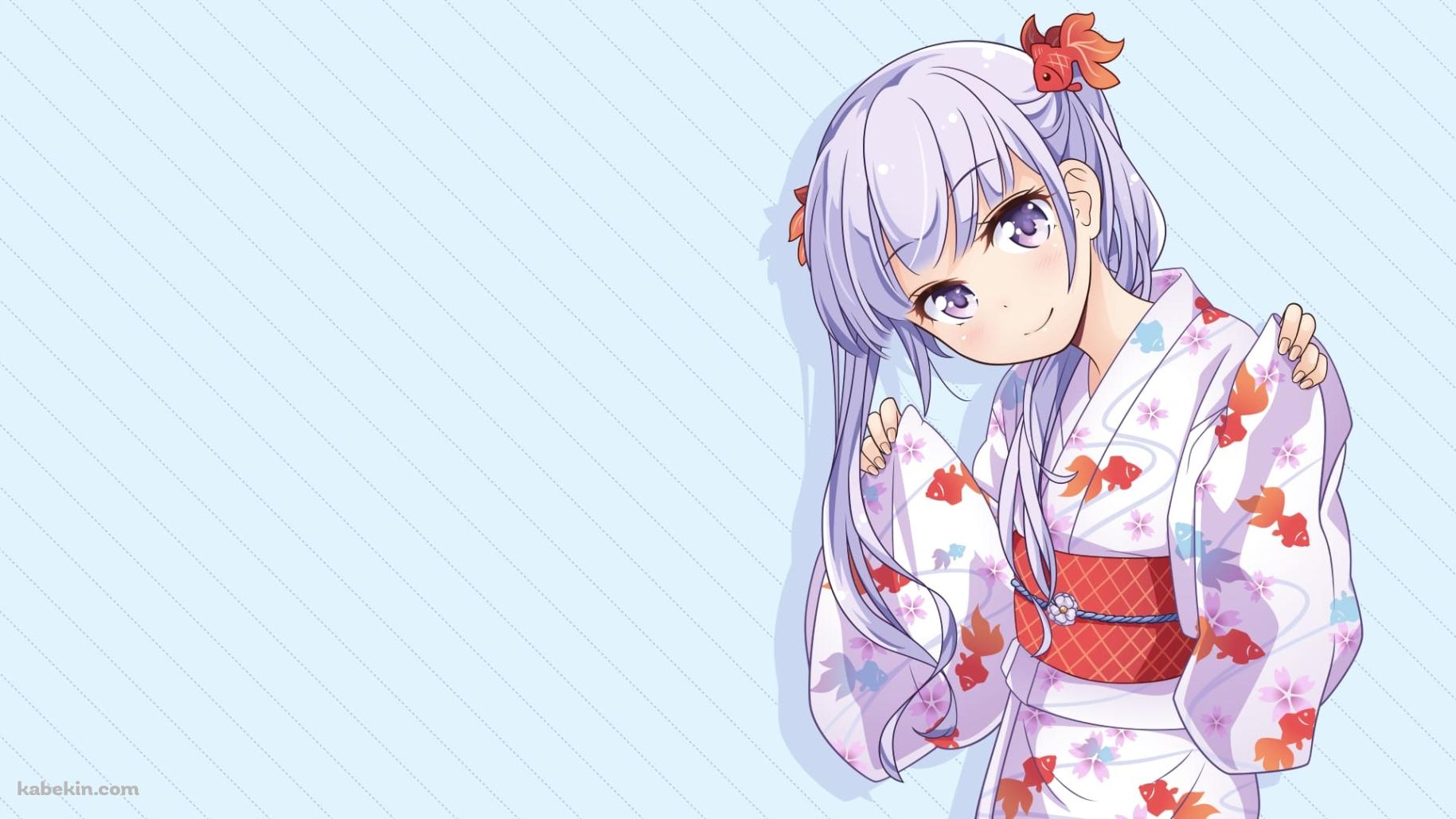 金魚の浴衣を着たかわいい涼風青葉 / ニューゲーム! / NEWGAME! / ファンアート / イラストの壁紙(1829px x 1029px) 高画質 PC・デスクトップ用