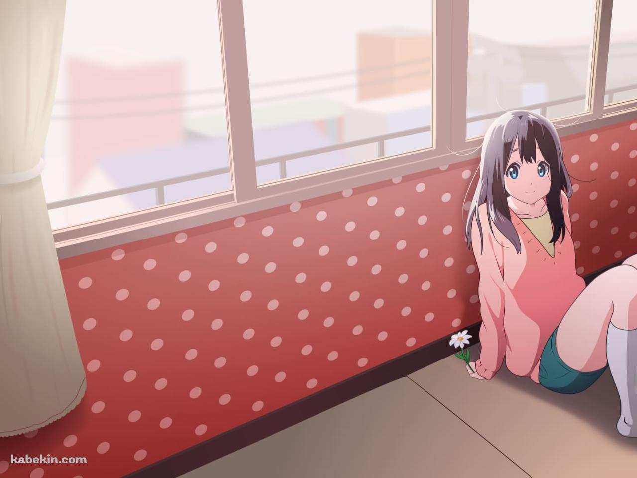 部屋でくつろぐ北白川たまこ / 赤のドット柄の壁紙 / たまこまーけっと / ファンアート / イラストの壁紙(1280px x 960px) 高画質 PC・デスクトップ用
