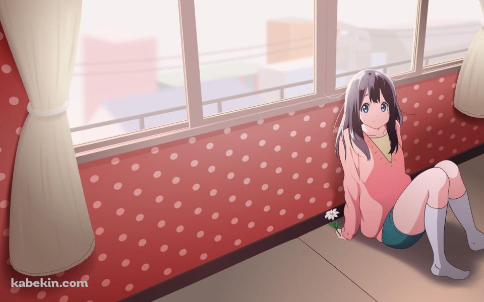 部屋でくつろぐ北白川たまこ / 赤のドット柄の壁紙 / たまこまーけっと / ファンアート / イラストの壁紙(960px x 600px) 高画質 PC・デスクトップ用