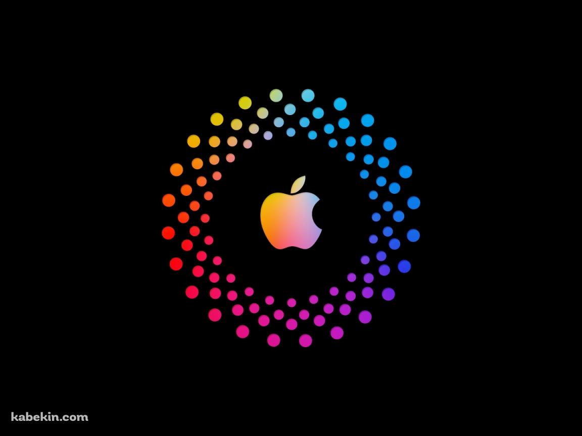 虹色のAppleのロゴマークとそれを囲う楕円の壁紙(1152px x 864px) 高画質 PC・デスクトップ用