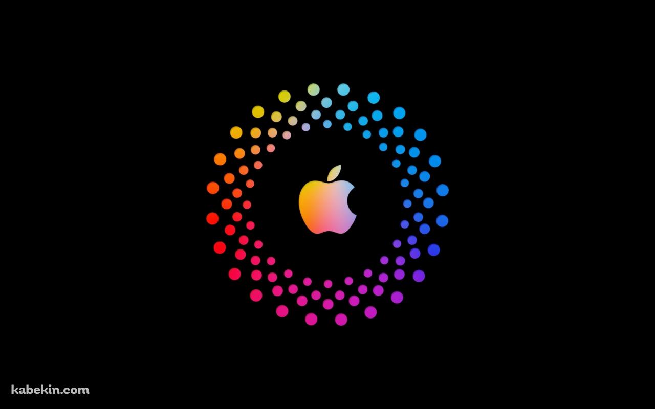 虹色のAppleのロゴマークとそれを囲う楕円の壁紙(1280px x 800px) 高画質 PC・デスクトップ用
