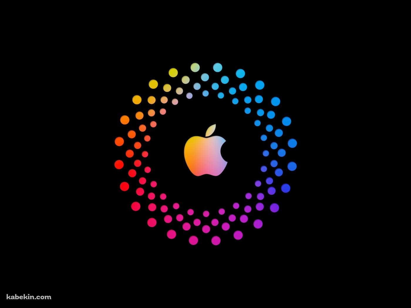 虹色のAppleのロゴマークとそれを囲う楕円の壁紙(1400px x 1050px) 高画質 PC・デスクトップ用