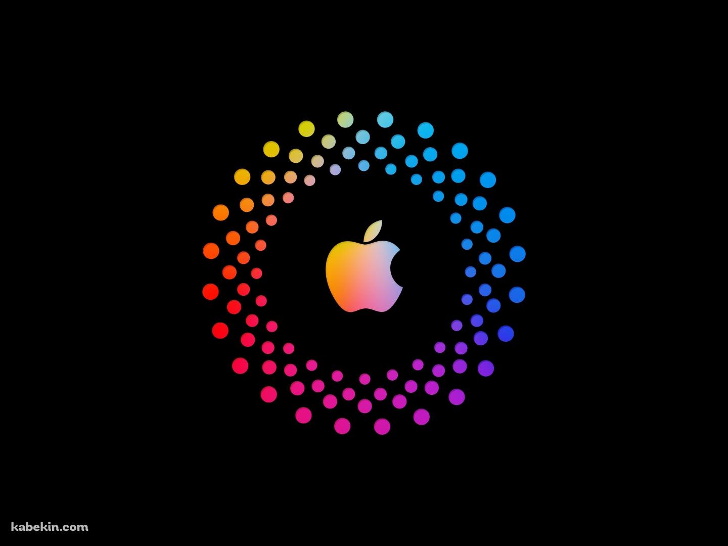 虹色のAppleのロゴマークとそれを囲う楕円の壁紙(1440px x 1080px) 高画質 PC・デスクトップ用