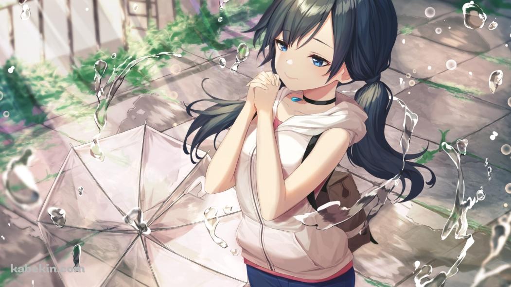 お祈りする天野陽菜 / 舞う水滴 / 透明のビニール傘 / かわいい / 天気の子 / ファンアート / イラストの壁紙(1051px x 591px) 高画質 PC・デスクトップ用