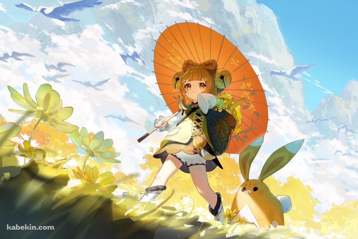 晴天時 散歩をするヨォーヨと月桂 / 原神の壁紙(1152px x 768px) 高画質 PC・デスクトップ用