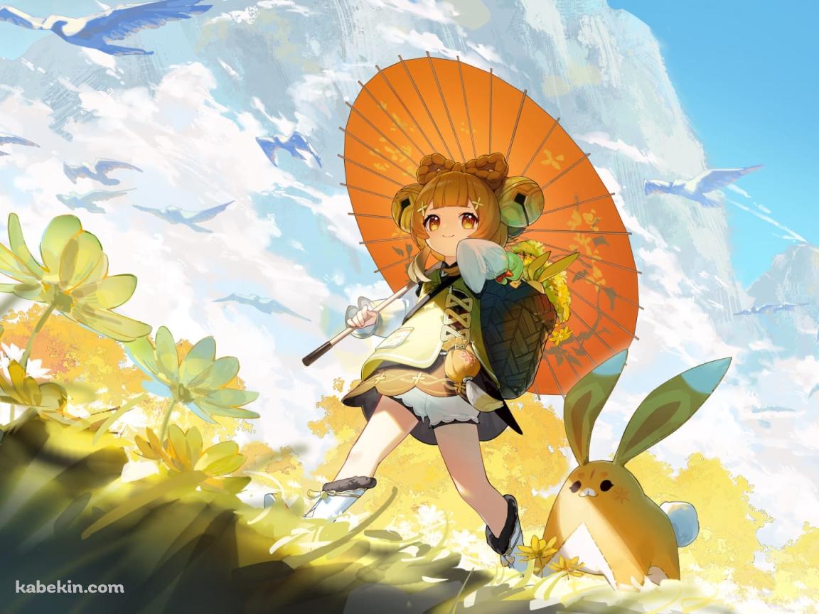 晴天時 散歩をするヨォーヨと月桂 / 原神の壁紙(1152px x 864px) 高画質 PC・デスクトップ用