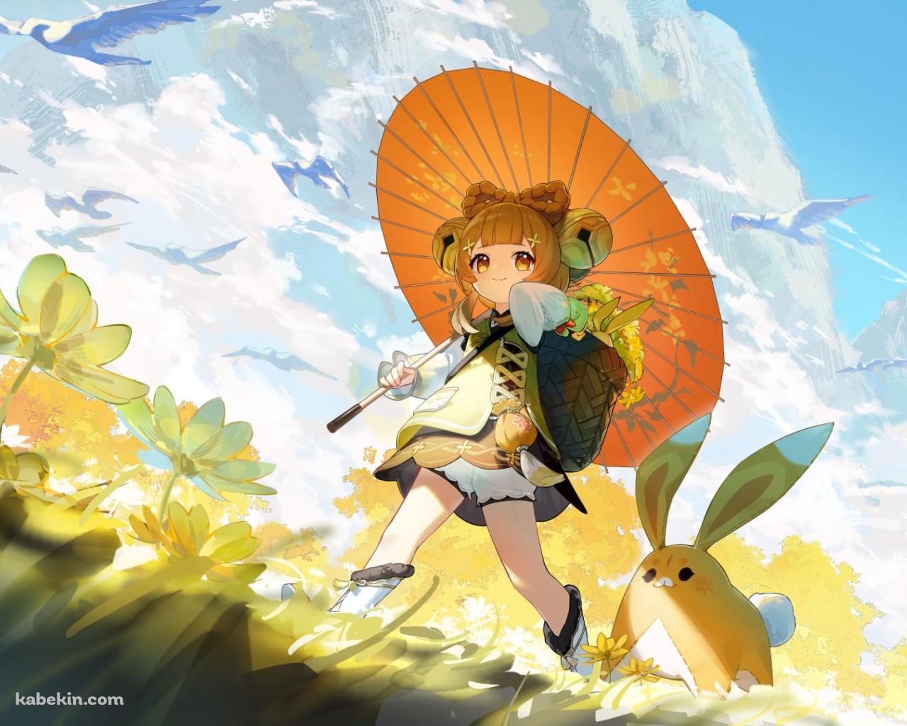 晴天時 散歩をするヨォーヨと月桂 / 原神の壁紙(1280px x 1024px) 高画質 PC・デスクトップ用